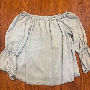 Sanctuary Light Blue Off-Shoulder Blouse